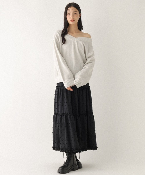 Heather（ヘザー） ニット セーター Vネックモールラメニット 599408