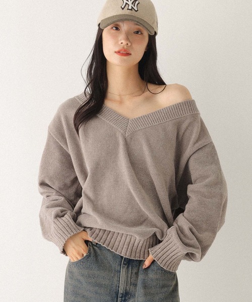 Heather（ヘザー） ニット セーター Vネックモールラメニット 599408