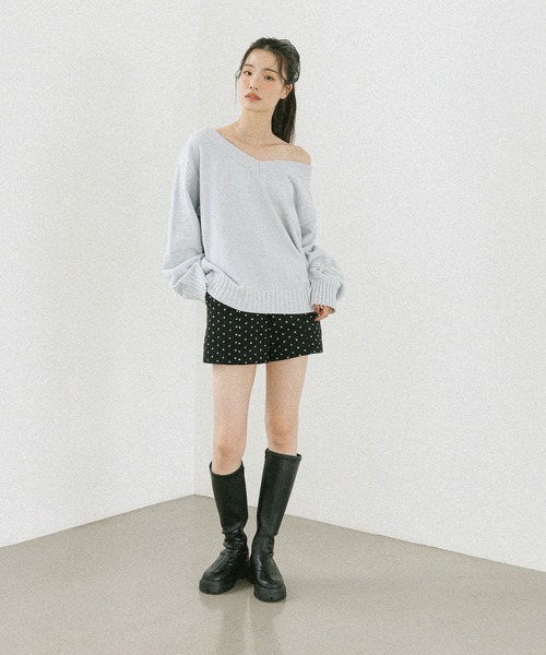Heather（ヘザー） ニット セーター Vネックモールラメニット 599408