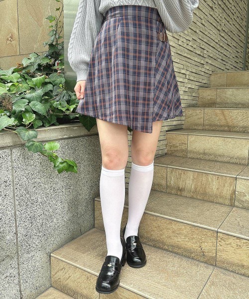 F i.n.t（フィント） スカート ラップ風アシメチェックミニスカート