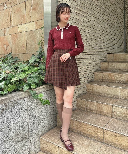 F i.n.t（フィント） スカート ラップ風アシメチェックミニスカート