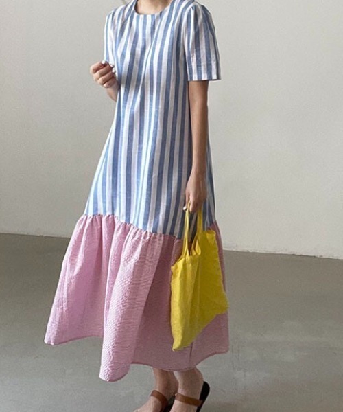 「FAVORITO」 半袖ワンピース F ブルー レディース_画像3