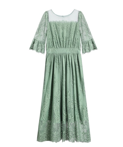 「DRESS PLUS」 半袖ワンピース M セージグリーン レディース_画像2