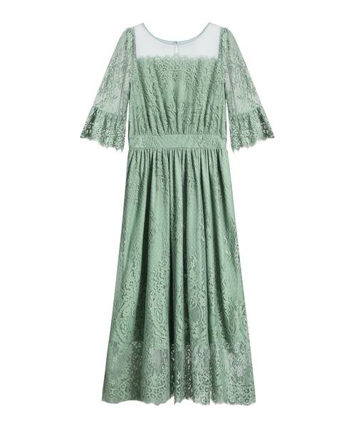 「DRESS PLUS」 半袖ワンピース M セージグリーン レディース_画像3