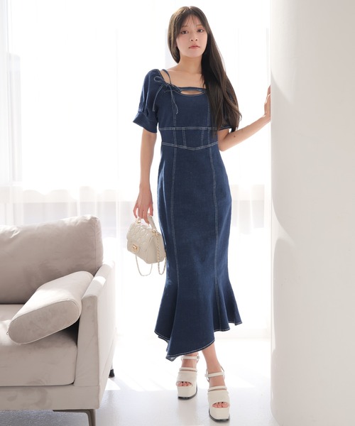 「LIPSERVICE」 半袖ワンピース S ブルー系その他 レディース_画像2