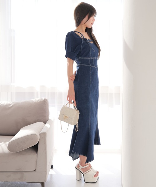 「LIPSERVICE」 半袖ワンピース S ブルー系その他 レディース_画像3