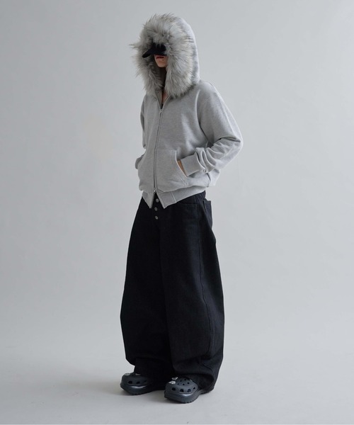 パーカー Adjustable Faux Fur Hoodie /アジャスタブルフェイクファー