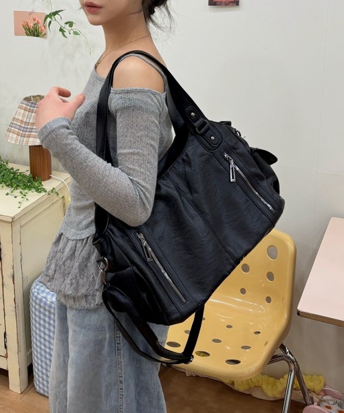 ショルダーバッグ バッグ 「多収納」ソフトレザー調 2WAYショルダー
