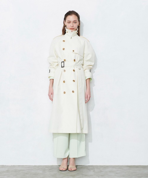 「N.O.R.C by the line」 トレンチコート M オフホワイト レディース_画像4