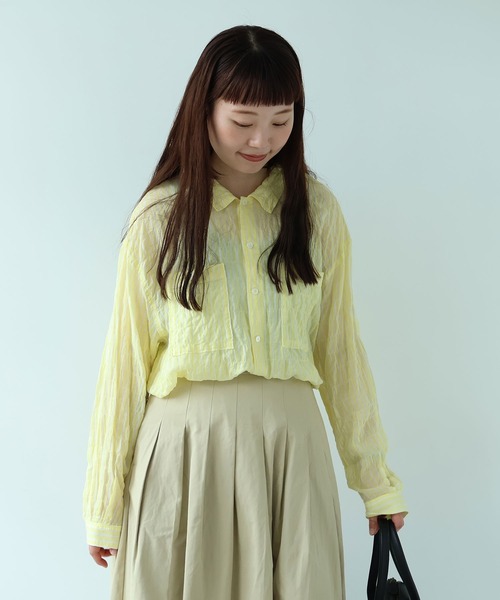 bulle de savon（ビュルデサボン） ブラウス シャツ 80/1 shirring