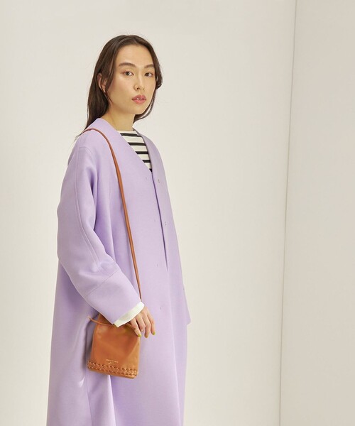 「SHIPS」 ノーカラーコート 36 ネイビー レディース_画像4