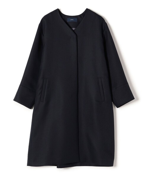 「SHIPS」 ノーカラーコート 36 ネイビー レディース_画像8