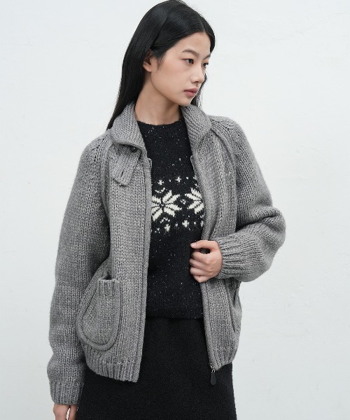 GENERAL IDEA カーディガン cozy wool blend zip-up cardigan ウール