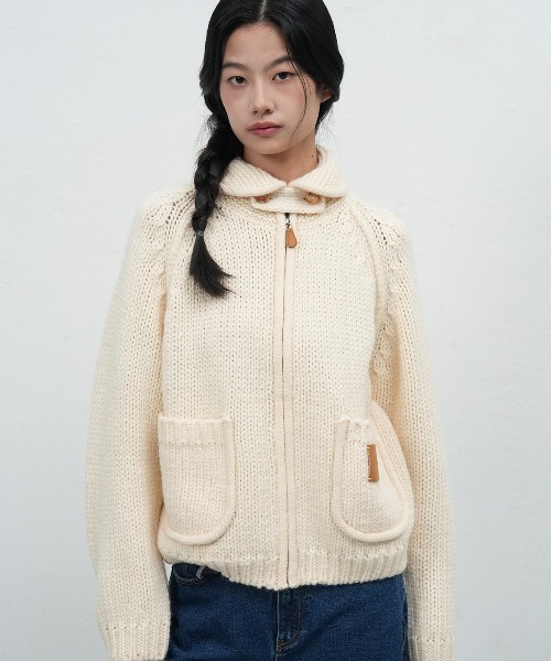 GENERAL IDEA カーディガン cozy wool blend zip-up cardigan ウール