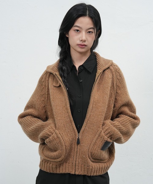 トップス Volume Handknit Cardigan GENERAL IDEA カーディガン cozy wool blend zip-up cardigan ウール