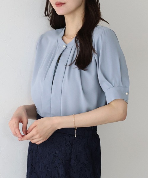 「BLUEEAST」 半袖ブラウス MEDIUM ブルー レディース_画像3