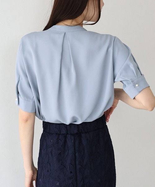「BLUEEAST」 半袖ブラウス MEDIUM ブルー レディース_画像6