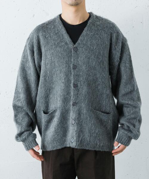 【M】TOWNCRAFT / SOLID SHAGGY CARDIGAN BK TOWN CRAFT (タウンクラフト) / SHAGGY SOLID CARDIGAN - BLACK