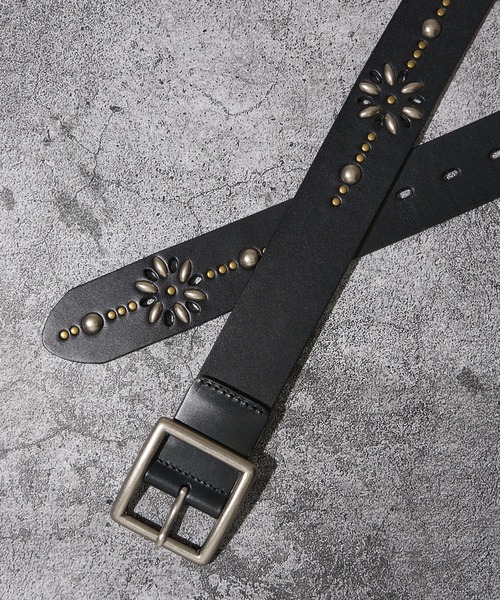 ADPOSION（アドポーション） ベルト 40mm フラワースタッズベルト