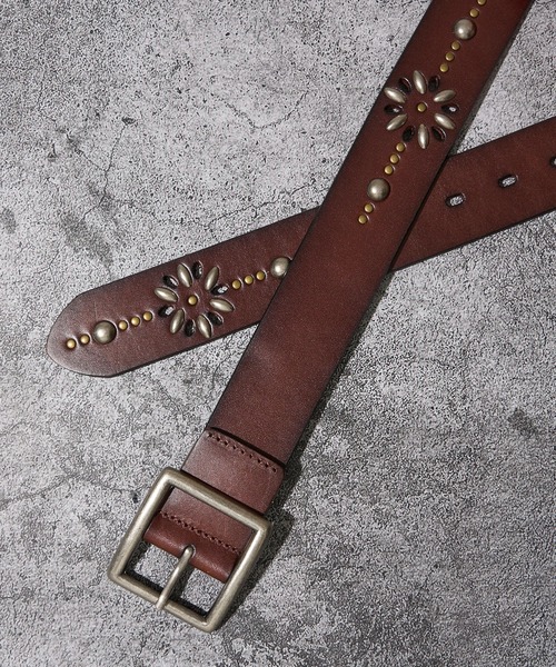 ADPOSION（アドポーション） ベルト 40mm フラワースタッズベルト