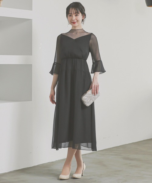 「Kana」 7分袖ワンピース S チャコールグレー レディース_画像2