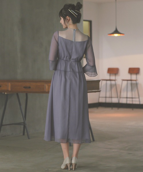 「Kana」 7分袖ワンピース S チャコールグレー レディース_画像4