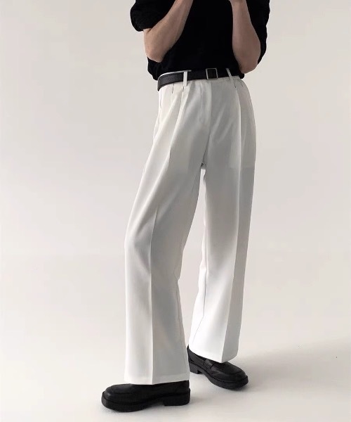 ワイドパンツ スラックス 「UNISEX」ハイウエスト センタープレス