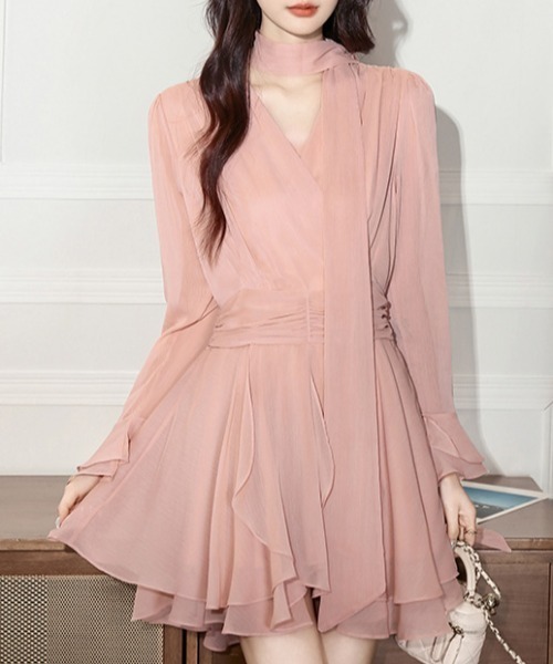 ドレス YUGA_YGMC　　Cache-coeur chiffon flared dress