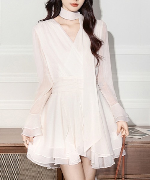 ドレス YUGA_YGMC　　Cache-coeur chiffon flared dress