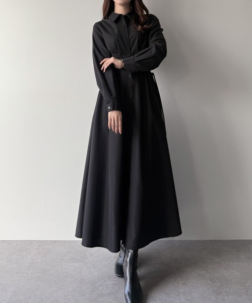 「mipiarl」 シャツワンピース LARGE ブラック レディース_画像5