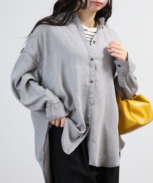 hunch（ハンチ） ブラウス シャツ テンセルデニムオーバーシャツ 長袖