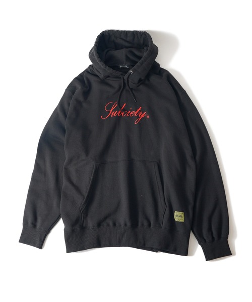 「Subciety」 プルオーバーパーカー X-LARGE ブラック×レッド メンズ_画像3