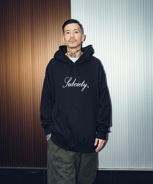 「Subciety」 プルオーバーパーカー X-LARGE ブラック×レッド メンズ_画像7
