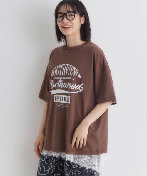 <新品未使用>house on the hill ブラウン　Tシャツ Right-on（ライトオン） tシャツ 半袖 HONEYSUCKLE ROSE
