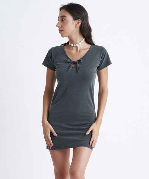 「ROXY」 半袖ワンピース MEDIUM ブラック レディース_画像9