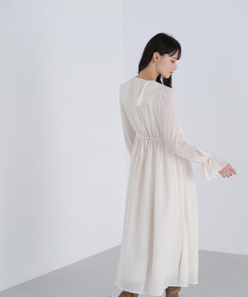 「NATURAL BEAUTY BASIC」 長袖ワンピース P/S ダークブルー レディースの画像