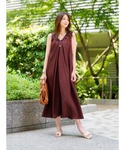ワンピース リネン スクープネック マキシドレスの詳細画像1