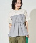 tシャツ 半袖 限定展開 布帛 ドッキング ド...の詳細画像4