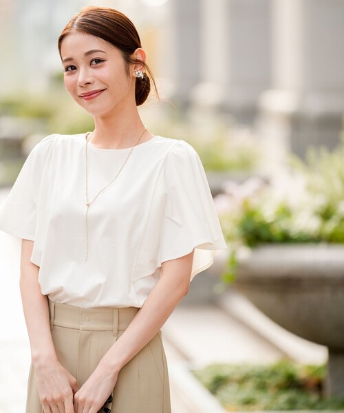 【美品】ANTTIAN アンティアン　シルク トップス ブラウス ANY SIS（エニィスィス） tシャツ 半袖 「シルクタッチさら魅せTシャツ