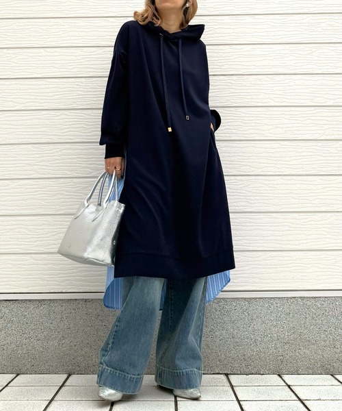 「Q」 長袖ワンピース MEDIUM アイボリー レディース_画像2