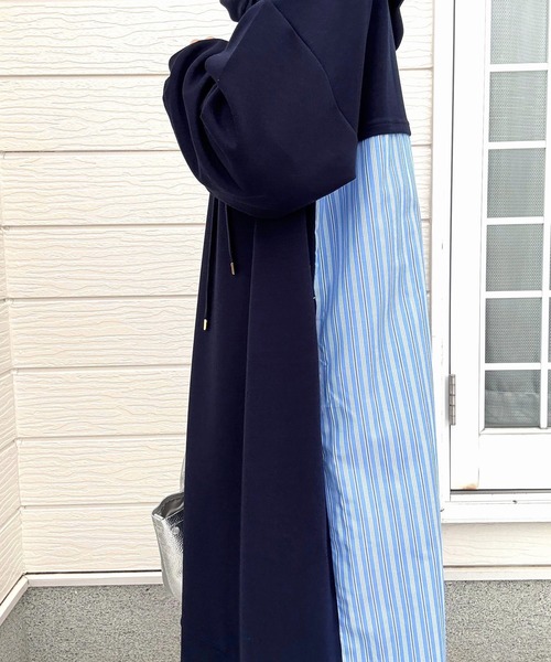 「Q」 長袖ワンピース MEDIUM アイボリー レディース_画像6