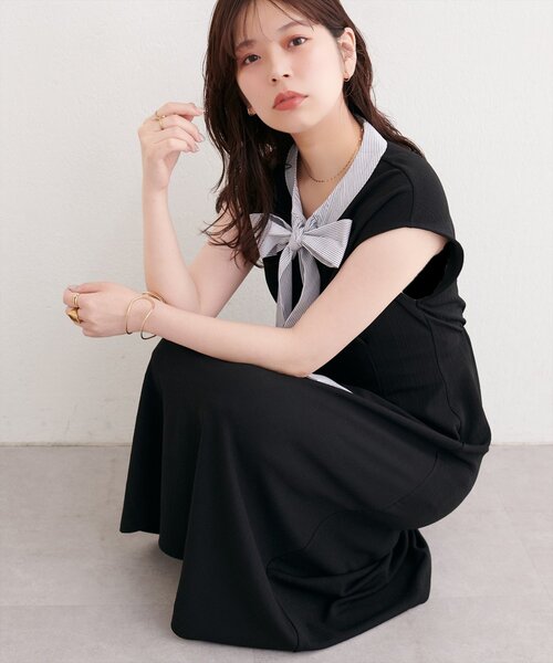 natural couture ワンピース リボン付きノースリワンピース : ZOZOTOWN