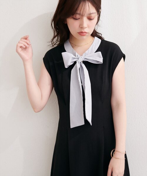 natural couture ワンピース リボン付きノースリワンピース : ZOZOTOWN