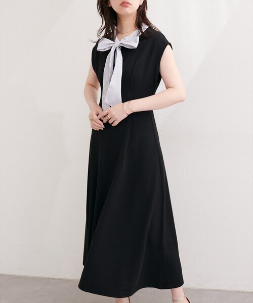 natural couture ワンピース リボン付きノースリワンピース : ZOZOTOWN