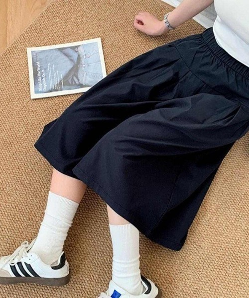 ワイドパンツ ハーフパンツ パンツ 短パン ふんわり広がって軽やかに