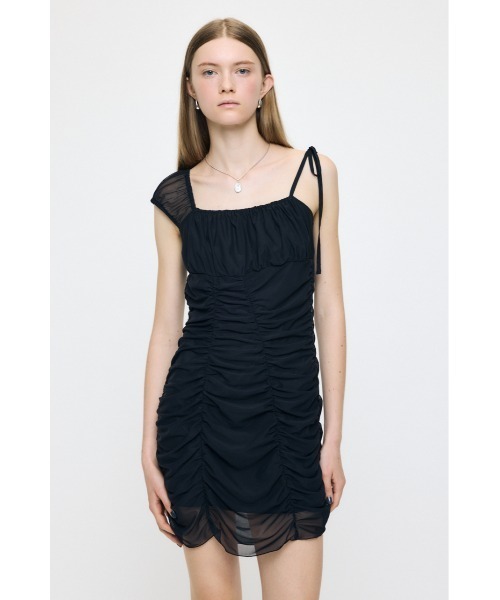 moussy MULTIWAY GATHER ワンピース マウジー 黒ミニワンピ MOUSSY（マウジー） ワンピース ASYMMETRY GATHER ミニドレス