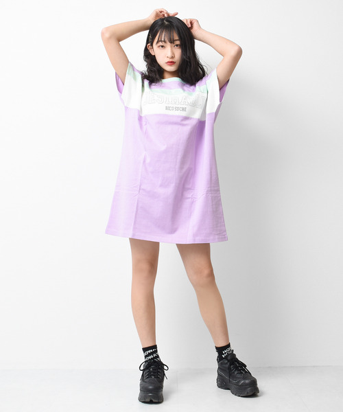 RiCO SUCRE ワンピース ブロッキングTシャツワンピース キッズ  