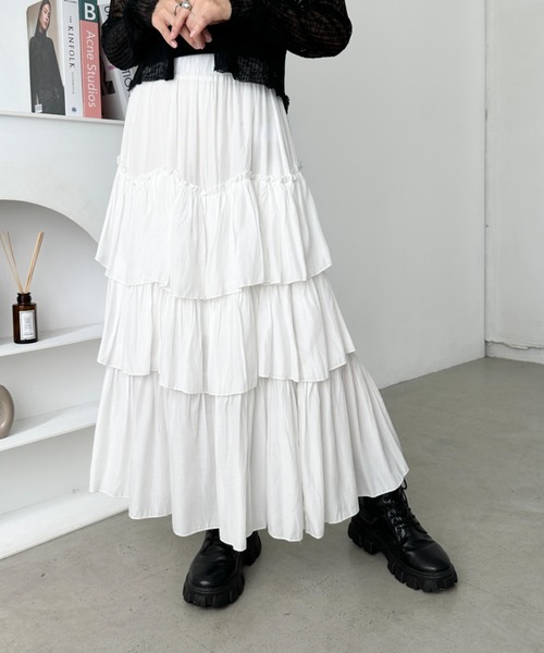 plus X■Aライン ティアード ロング スカート CL0433 lsbt205-337_1.jpg