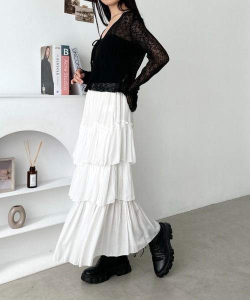 CLEA スカート Iラインギャザーティアードロングスカート : ZOZOTOWN