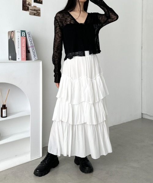 CLEA スカート Iラインギャザーティアードロングスカート : ZOZOTOWN